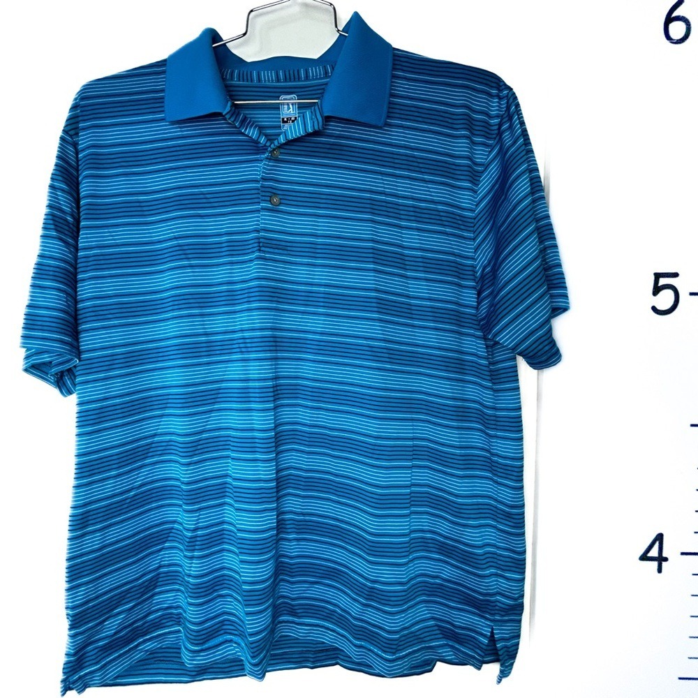 PGA Tour Blue Striped Golf‎ Polo Shirt Men's XL Sporty Preppy Athletic